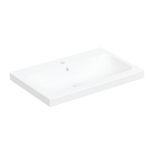 Immagine di Geberit ICON LIGHT lavabo da appoggio L.75 cm, con foro rubinetteria e troppopieno, lato inferiore e posteriore rettificato, colore bianco finitura opaco 501.848.JT.1