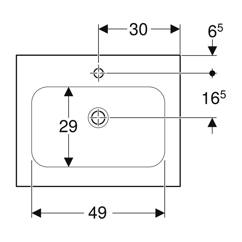 Immagine di Geberit ICON lavabo L.60 cm con bordo slim, sottolavabo, con foro rubinetteria, senza troppopieno, colore bianco finitura lucido 501.843.00.1
