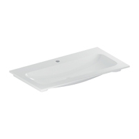 Immagine di Geberit ICON lavabo L.90 cm con bordo slim, sottolavabo, con foro rubinetteria, senza troppopieno, colore bianco finitura lucido 501.845.00.1