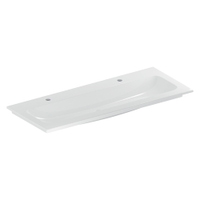 Immagine di Geberit ICON lavabo L.120 cm con bordo slim, sottolavabo, con 2 fori rubinetteria, senza troppopieno, colore bianco finitura lucido 501.846.00.1