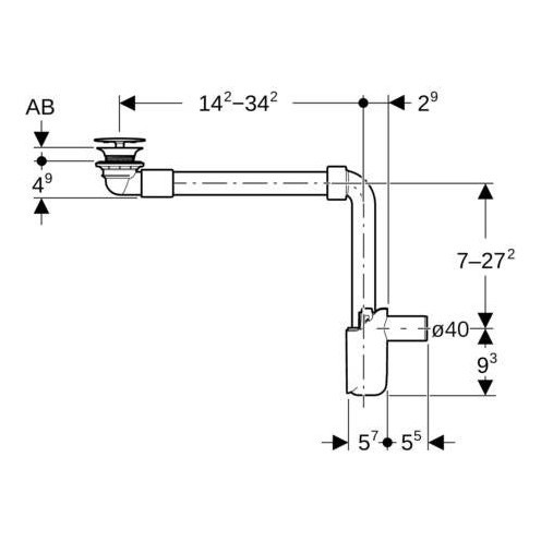 Immagine di Geberit Scarico per lavabo, versione compatta, con scarico libero e copertura della piletta di scarico, finitura cromo 152.093.21.1