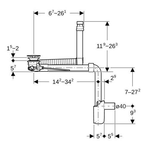 Immagine di Geberit Scarico per lavabo Clou, versione compatta, con azionamento a leva e copertura della piletta di scarico, finitura cromo 152.059.21.1