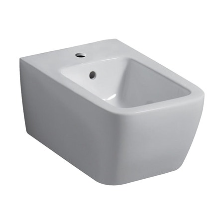 Immagine di Geberit ICON SQUARE bidet sospeso, con foro rubinetteria, troppopieno e fissaggio nascosto, colore bianco finitura lucido 231910000