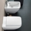 Immagine di Geberit ICON SQUARE set sanitari a pavimento, vaso senza brida, con sedile a chiusura ammortizzata, bidet monoforo con troppopieno, colore bianco finitura lucido 500.825.00.1-231950000