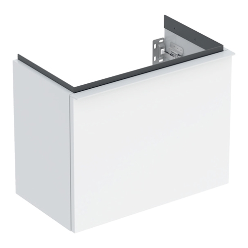 Immagine di Geberit ICON set L.53 cm con lavamani monoforo, ripiano per rubinetteria a destra, colore bianco finitura lucido e mobile sospeso, con 1 cassetto, colore bianco finitura lucido 501.832.00.1-502.302.01.1