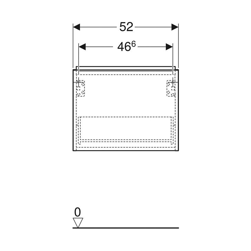 Immagine di Geberit ICON set L.53 cm con lavamani monoforo, ripiano per rubinetteria a destra, colore bianco finitura lucido e mobile sospeso, con 1 cassetto, colore bianco finitura lucido 501.832.00.1-502.302.01.1