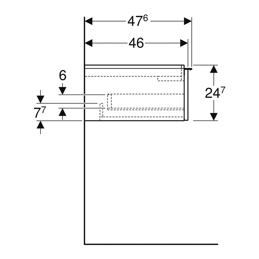 Immagine di Geberit ICON mobile sospeso L.75 cm per lavabo, con un cassetto, maniglia colore bianco finitura opaco, corpo colore bianco finitura lucido 502.311.01.1