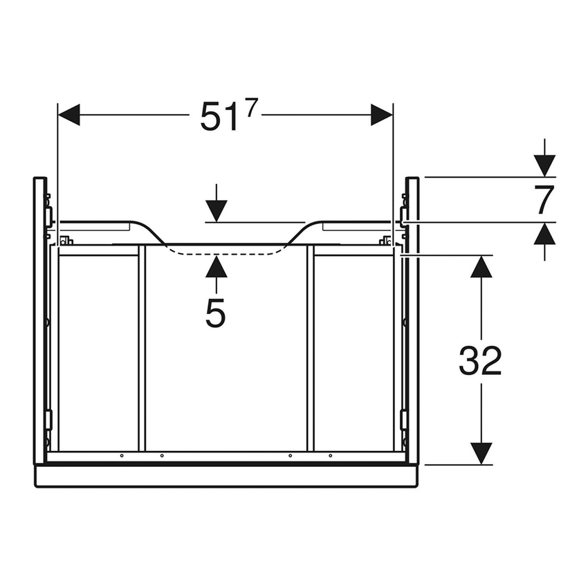 Immagine di Geberit ICON mobile sospeso L.75 cm per lavabo, con un cassetto, maniglia colore bianco finitura opaco, corpo colore bianco finitura lucido 502.311.01.1