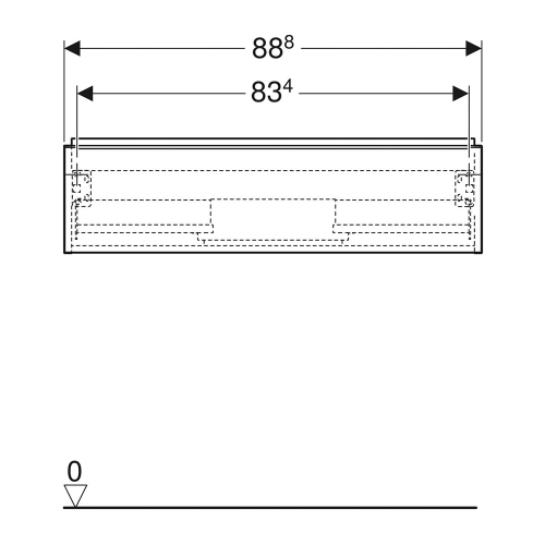 Immagine di Geberit ICON mobile sospeso L.90 cm per lavabo, con un cassetto, maniglia colore bianco finitura opaco, corpo colore bianco finitura lucido 502.312.01.1