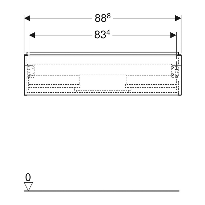 Immagine di Geberit ICON mobile sospeso L.90 cm per lavabo, con un cassetto, maniglia colore bianco finitura opaco, corpo colore bianco finitura lucido 502.312.01.1