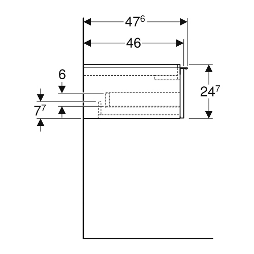 Immagine di Geberit ICON mobile sospeso L.60 cm per lavabo, con un cassetto a chiusura ammortizzata, maniglia colore bianco finitura opaco, corpo colore bianco finitura lucido 502.310.01.1