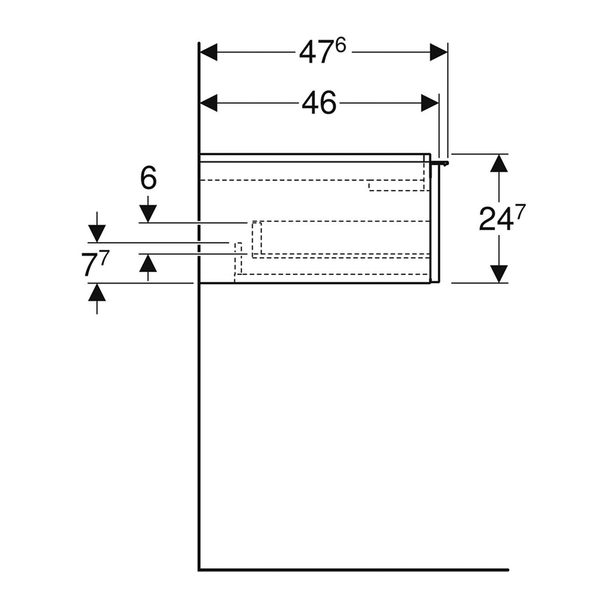Immagine di Geberit ICON mobile sospeso L.60 cm per lavabo, con un cassetto a chiusura ammortizzata, maniglia colore bianco finitura opaco, corpo colore bianco finitura lucido 502.310.01.1