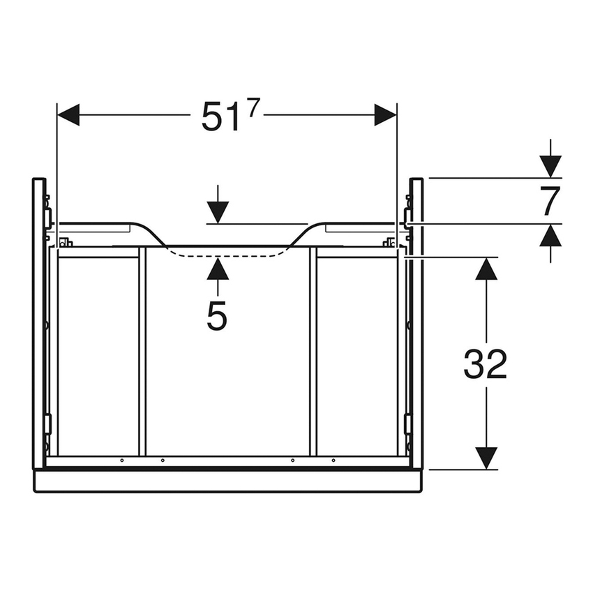 Immagine di Geberit ICON mobile sospeso L.60 cm per lavabo, con un cassetto a chiusura ammortizzata, maniglia colore bianco finitura opaco, corpo colore bianco finitura lucido 502.310.01.1