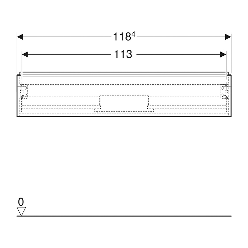 Immagine di Geberit ICON set L.120 cm con lavabo doppio foro, colore bianco finitura lucido e mobile sottolavabo sospeso, con 1 cassetto, colore bianco finitura lucido 501.837.00.1-502.313.01.1