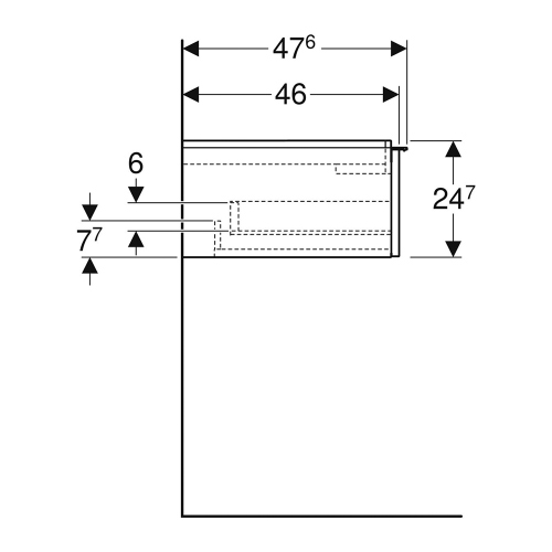 Immagine di Geberit ICON set L.120 cm con lavabo doppio foro, colore bianco finitura lucido e mobile sottolavabo sospeso, con 1 cassetto, colore bianco finitura lucido 501.837.00.1-502.313.01.1
