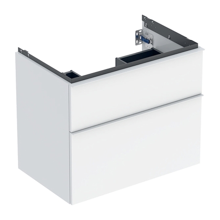 Immagine di Geberit ICON mobile sospeso L.75 cm per lavabo, con due cassetti a chiusura ammortizzata, maniglia colore bianco finitura opaco, corpo colore bianco finitura lucido 502.304.01.1
