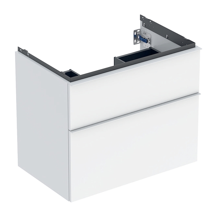 Immagine di Geberit ICON mobile sospeso L.74 cm per lavabo, con due cassetti a chiusura ammortizzata, maniglia colore bianco finitura opaco, corpo colore bianco finitura lucido 502.304.01.1