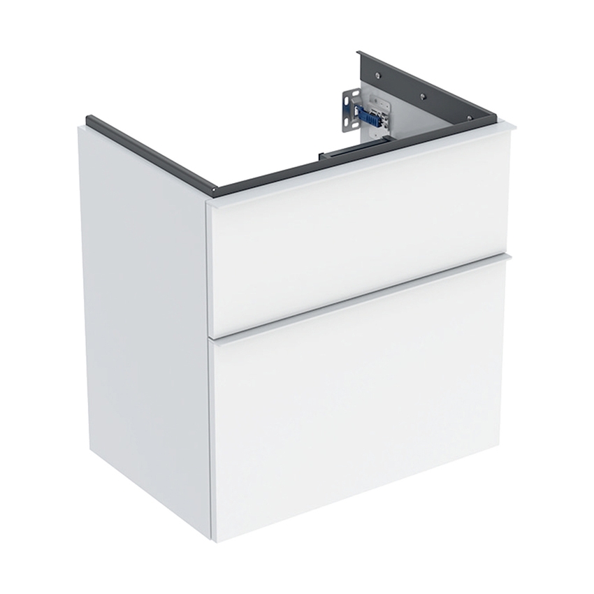 Immagine di Geberit ICON mobile compatto sospeso L.59 cm per lavabo, con due cassetti, maniglia colore bianco finitura opaco, corpo colore bianco finitura lucido 502.307.01.1