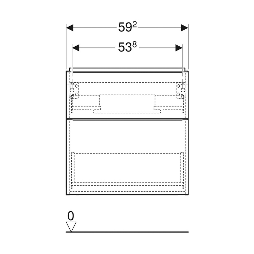 Immagine di Geberit ICON mobile compatto sospeso L.60 cm per lavabo, con due cassetti, maniglia colore bianco finitura opaco, corpo colore bianco finitura lucido 502.307.01.1