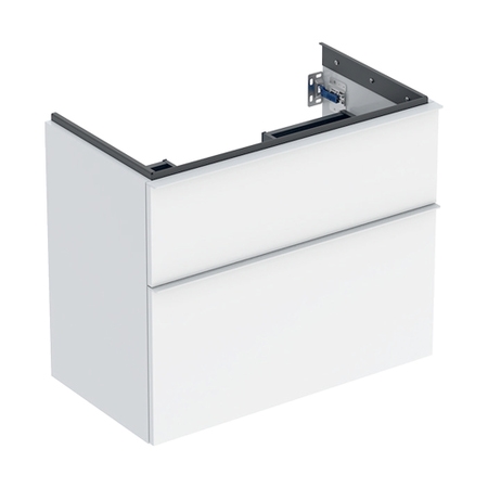 Immagine di Geberit ICON mobile compatto sospeso L.75 cm per lavabo, con due cassetti, maniglia colore bianco finitura opaco, corpo colore bianco finitura lucido 502.308.01.1