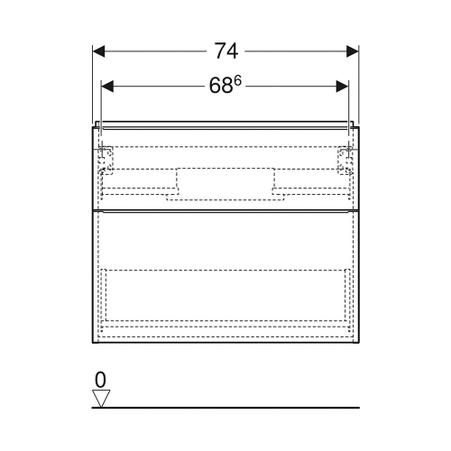 Immagine di Geberit ICON mobile compatto sospeso L.75 cm per lavabo, con due cassetti, maniglia colore bianco finitura opaco, corpo colore bianco finitura lucido 502.308.01.1