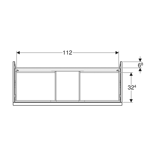 Immagine di Geberit ICON mobile sospeso L.120 cm per lavabo, con due cassetti a chiusura ammortizzata, maniglia colore bianco finitura opaco, corpo colore bianco finitura lucido 502.306.01.1