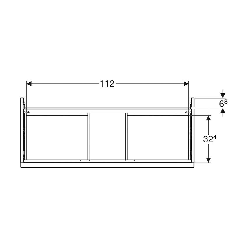 Immagine di Geberit ICON mobile sospeso L.120 cm per lavabo, con due cassetti a chiusura ammortizzata, maniglia colore bianco finitura opaco, corpo colore bianco finitura lucido 502.306.01.1