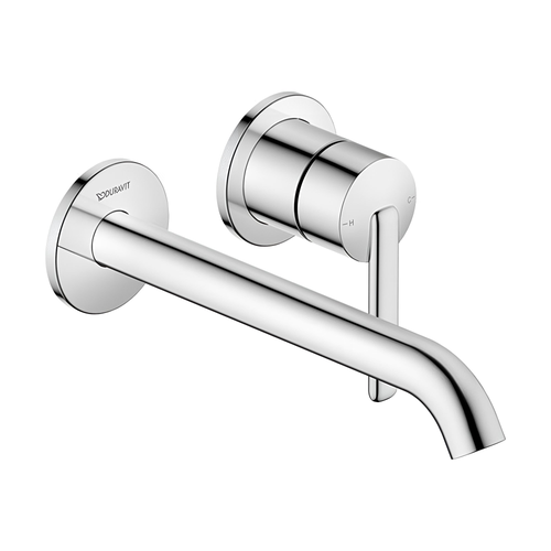 Immagine di Duravit BALCOON miscelatore monocomando P.23 cm per lavabo, a parete, MinusFlow, senza corpo incasso, finitura cromo BA1070004010