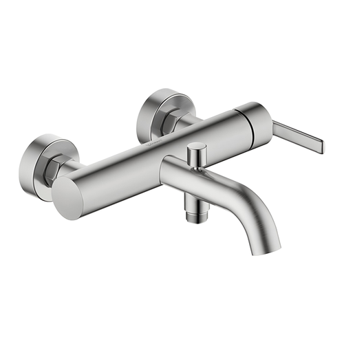 Immagine di Duravit BALCOON miscelatore monocomando esterno per vasca, con deviatore, finitura acciaio spazzolato BA5230000070