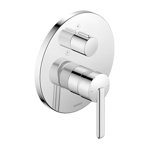 Immagine di Duravit BALCOON miscelatore monocomando per doccia, ad incasso, 2 vie con deviatore, senza corpo incasso, finitura cromo BA4210012010