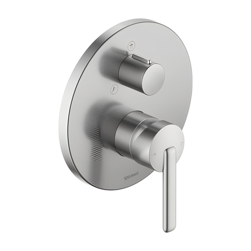 Immagine di Duravit BALCOON miscelatore monocomando per doccia, ad incasso, 2 vie con deviatore, senza corpo incasso, finitura acciaio spazzolato BA4210012070