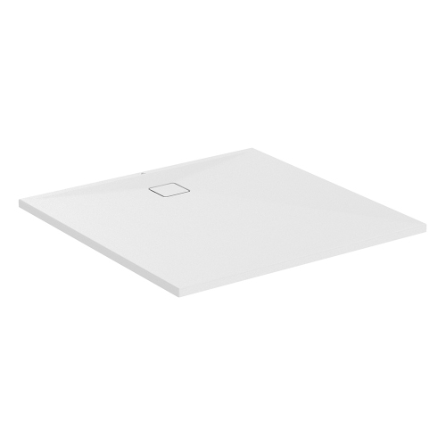 Immagine di Ideal Standard ULTRA FLAT EVO piatto doccia quadrato 120 cm, installazione sopra pavimento o filo pavimento, in StoneTech, antiscivolo, colore bianco seta finitura opaco T5531FO