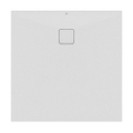 Immagine di Ideal Standard ULTRA FLAT EVO piatto doccia quadrato 100 cm, installazione sopra pavimento o filo pavimento, in StoneTech, antiscivolo, colore bianco seta finitura opaco T5424FO