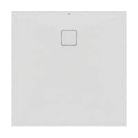 Immagine di Ideal Standard ULTRA FLAT EVO piatto doccia quadrato 100 cm, installazione sopra pavimento o filo pavimento, in StoneTech, antiscivolo, colore bianco seta finitura opaco T5424FO