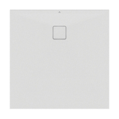 Immagine di Ideal Standard ULTRA FLAT EVO piatto doccia quadrato 100 cm, installazione sopra pavimento o filo pavimento, in StoneTech, antiscivolo, colore bianco seta finitura opaco T5424FO