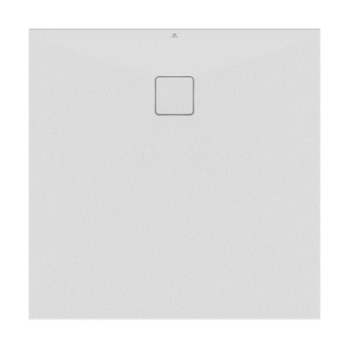 Immagine di Ideal Standard ULTRA FLAT EVO piatto doccia quadrato 100 cm, installazione sopra pavimento o filo pavimento, in StoneTech, antiscivolo, colore bianco seta finitura opaco T5424FO