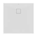Immagine di Ideal Standard ULTRA FLAT EVO piatto doccia quadrato 90 cm, installazione sopra pavimento o filo pavimento, in StoneTech, antiscivolo, colore bianco seta finitura opaco T5425FO