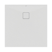 Immagine di Ideal Standard ULTRA FLAT EVO piatto doccia quadrato 90 cm, installazione sopra pavimento o filo pavimento, in StoneTech, antiscivolo, colore bianco seta finitura opaco T5425FO