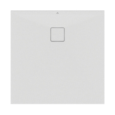 Immagine di Ideal Standard ULTRA FLAT EVO piatto doccia quadrato 90 cm, installazione sopra pavimento o filo pavimento, in StoneTech, antiscivolo, colore bianco seta finitura opaco T5425FO