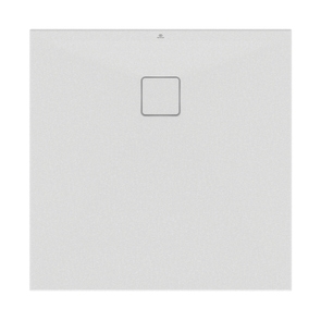 Immagine di Ideal Standard ULTRA FLAT EVO piatto doccia quadrato 90 cm, installazione sopra pavimento o filo pavimento, in StoneTech, antiscivolo, colore bianco seta finitura opaco T5425FO