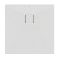 Immagine di Ideal Standard ULTRA FLAT EVO piatto doccia quadrato 80 cm, installazione sopra pavimento o filo pavimento, in StoneTech, antiscivolo, colore bianco seta finitura opaco T5426FO
