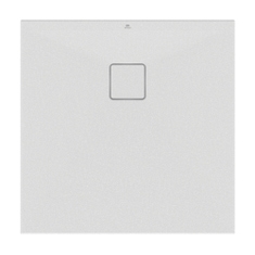 Immagine di Ideal Standard ULTRA FLAT EVO piatto doccia quadrato 80 cm, installazione sopra pavimento o filo pavimento, in StoneTech, antiscivolo, colore bianco seta finitura opaco T5426FO