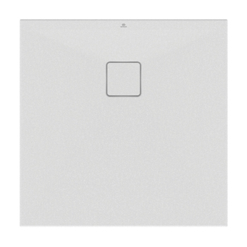 Immagine di Ideal Standard ULTRA FLAT EVO piatto doccia quadrato 80 cm, installazione sopra pavimento o filo pavimento, in StoneTech, antiscivolo, colore bianco seta finitura opaco T5426FO