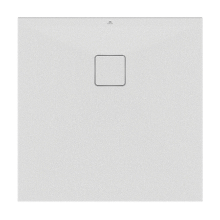 Immagine di Ideal Standard ULTRA FLAT EVO piatto doccia quadrato 80 cm, installazione sopra pavimento o filo pavimento, in StoneTech, antiscivolo, colore bianco seta finitura opaco T5426FO