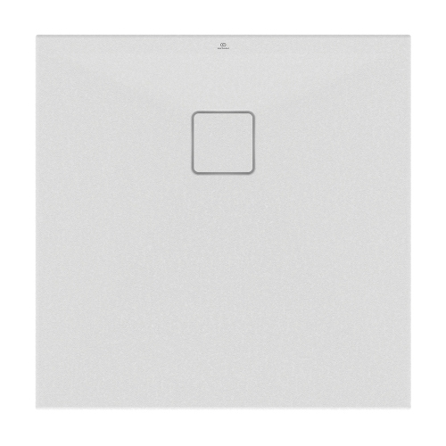 Immagine di Ideal Standard ULTRA FLAT EVO piatto doccia quadrato 80 cm, installazione sopra pavimento o filo pavimento, in StoneTech, antiscivolo, colore bianco seta finitura opaco T5426FO