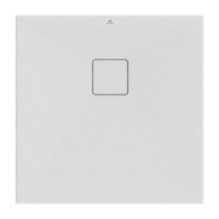 Immagine di Ideal Standard ULTRA FLAT EVO piatto doccia quadrato 70 cm, installazione sopra pavimento o filo pavimento, in StoneTech, antiscivolo, colore bianco seta finitura opaco T5427FO