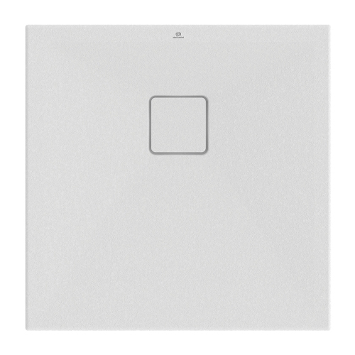 Immagine di Ideal Standard ULTRA FLAT EVO piatto doccia quadrato 70 cm, installazione sopra pavimento o filo pavimento, in StoneTech, antiscivolo, colore bianco seta finitura opaco T5427FO