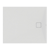 Immagine di Ideal Standard ULTRA FLAT EVO piatto doccia rettangolare L.120 P.100 cm, installazione sopra pavimento o filo pavimento, in StoneTech, antiscivolo, con scarico sul lato corto, colore bianco seta finitura opaco T5437FO