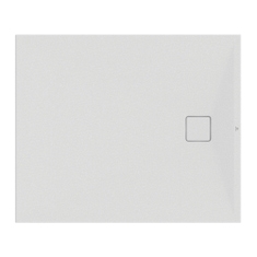 Immagine di Ideal Standard ULTRA FLAT EVO piatto doccia rettangolare L.120 P.100 cm, installazione sopra pavimento o filo pavimento, in StoneTech, antiscivolo, con scarico sul lato corto, colore bianco seta finitura opaco T5437FO