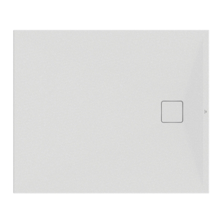 Immagine di Ideal Standard ULTRA FLAT EVO piatto doccia rettangolare L.120 P.100 cm, installazione sopra pavimento o filo pavimento, in StoneTech, antiscivolo, con scarico sul lato corto, colore bianco seta finitura opaco T5437FO